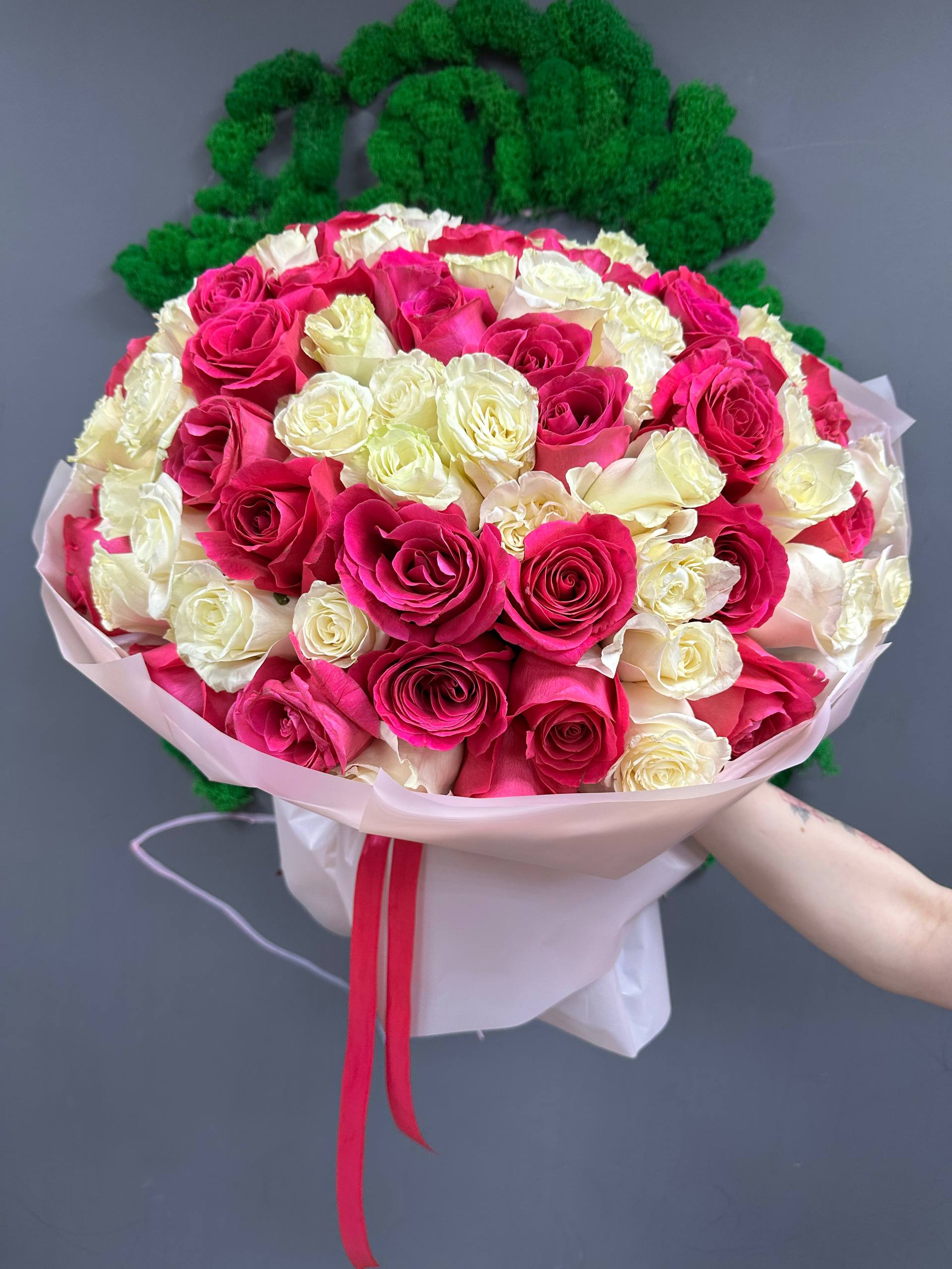 101 белая и розовая микс